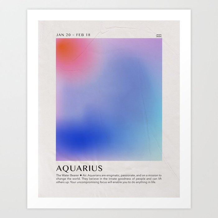 Aquarius Astrology Zodiac Aura Gradient Art Print Art Print