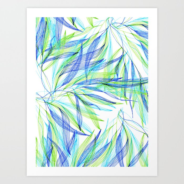 Underwater Forest 2 Line Drawing Leaves Art Print By Elenablanco
