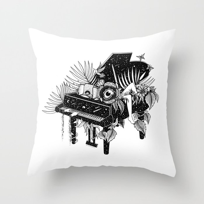 Piano, Melody of life Throw Pillow