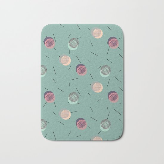 Scrawled Polka Dots and Sticks Bath Mat
