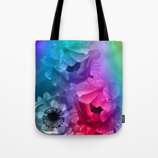 Colourful Anemone flowers on an abstract background Tote Bag
