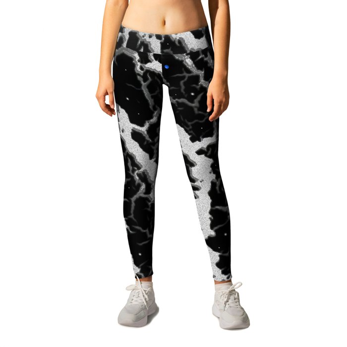 Cracked Space Lava - Silver/White Leggings