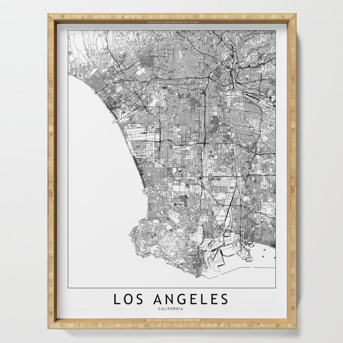 Los Angeles White Map Serving Tray