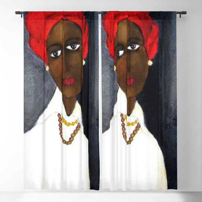 Rare African American Portrait of Aicha Goblet in a Red Hat by Amedeo Modigliani Blackout Curtain