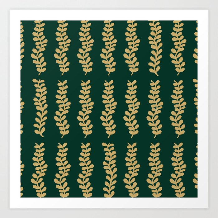 Golden Vines on Emerald Green Art Print