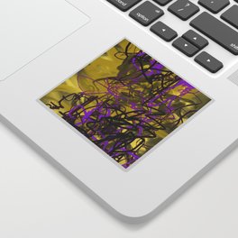 Yellow & Purple Energy Swarm Abstract Sticker