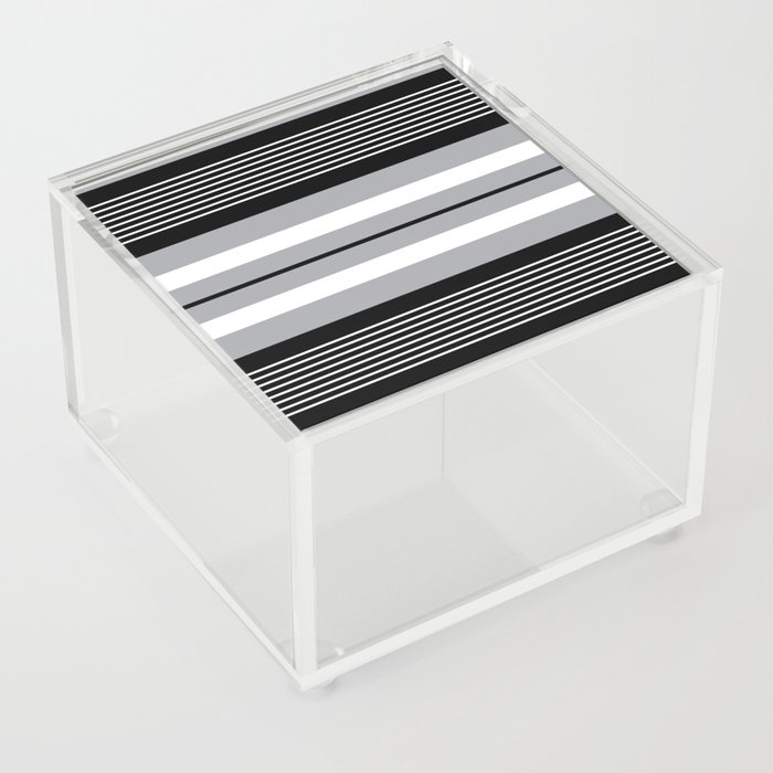 Classic black , gray and white stripes pattern Acrylic Box