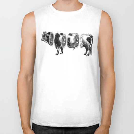 Deconstructed cow Biker Tank