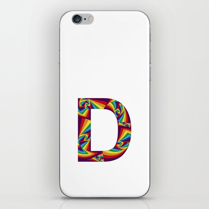 capital letter D with rainbow colors and spiral effect iPhone Skin