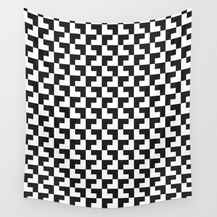 Black and White Tessellation Pattern - Graphic Design Wall Tapestry