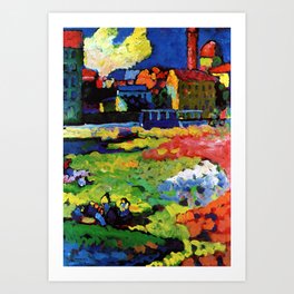 Wassily Kandinsky "Munich. Schwabing with St. Ursula Church" (1908) Art Print | Artmasters, Painting, Abstractart, Expressionism, Vassilykandinsky, Kandinsky, Masterpiece, Masters, Ursula, Landscape 