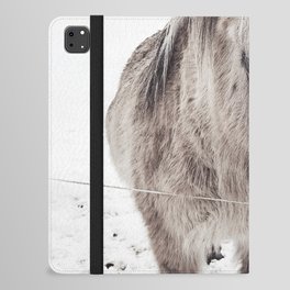 snowy Icelandic horse bw iPad Folio Case