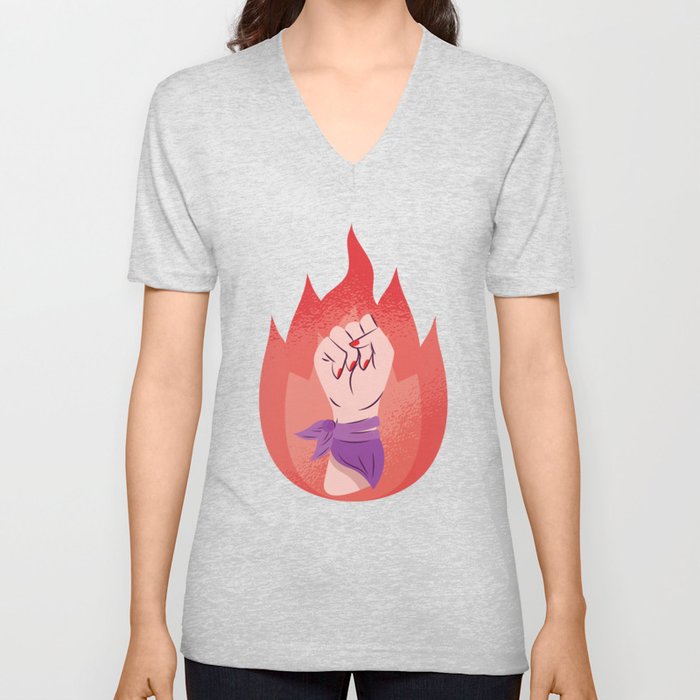 Women Power V Neck T Shirt