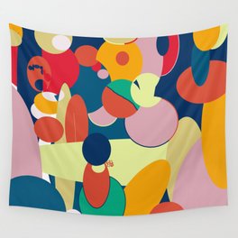 Cheerful Composition of Colored Circles Wall Tapestry