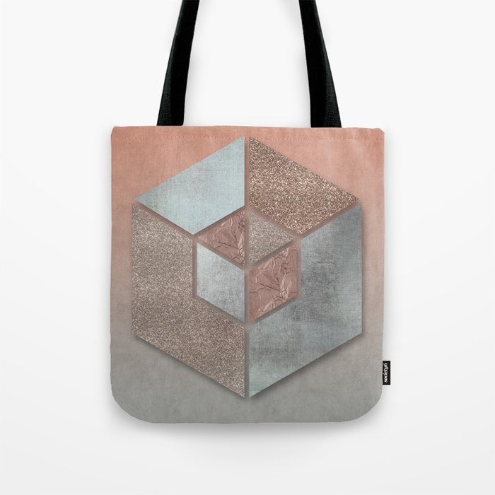 grey and rose gold bag