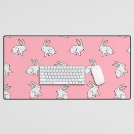 Rabbit in pink pattern Desk Mat