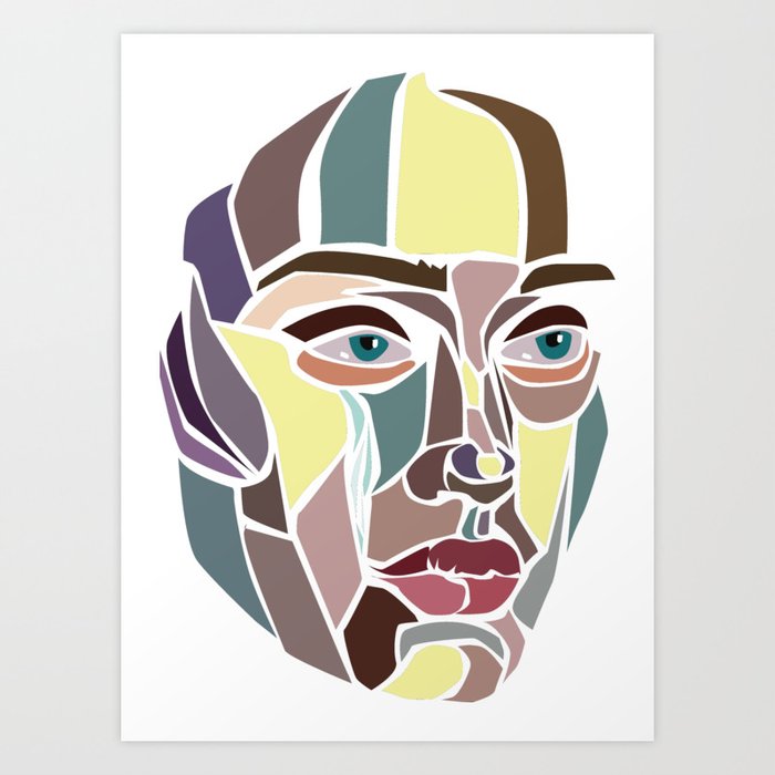 Modern Abstract Art Head Face Art Print By Hundkatzeschmaus