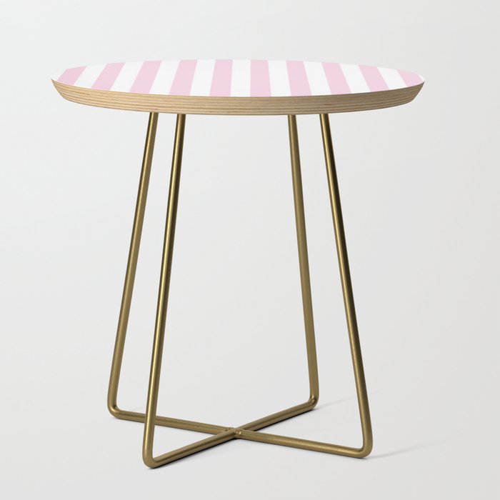 Pastel pink white modern geometric stripes Side Table