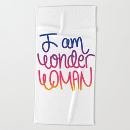 Woman power inspiration quote in a colorful gradient Beach Towel