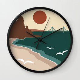 Minimalist Michigan Vintage Sunset Wall Clock