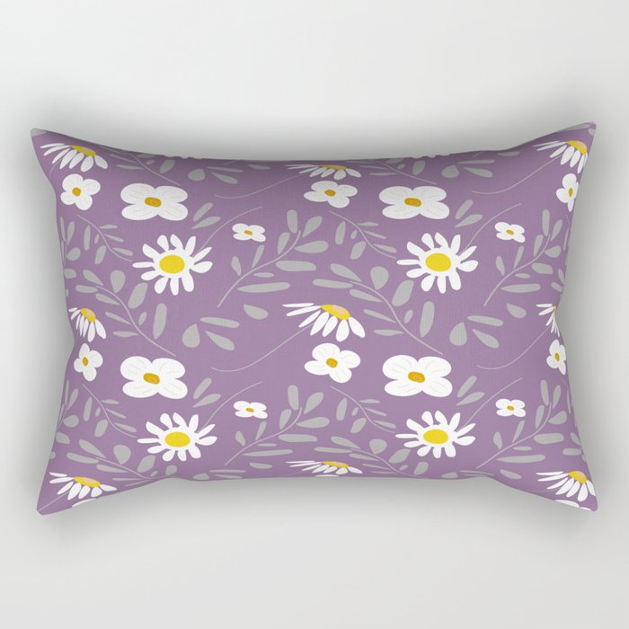 Joyful Folk Floral : Purple Rectangular Pillow