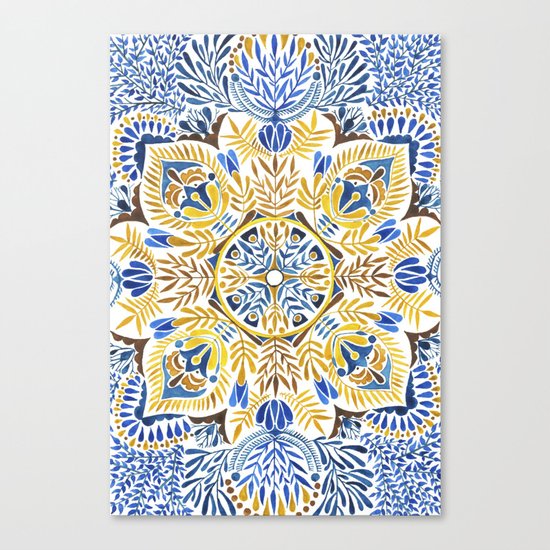 Wheat field with cornflower - mandala pattern Canvas Print