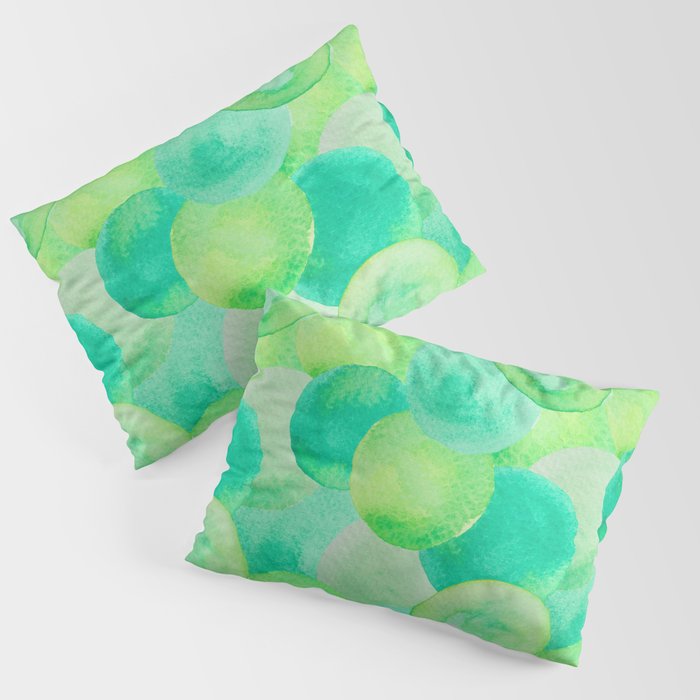 Watercolour pompoms in green Pillow Sham