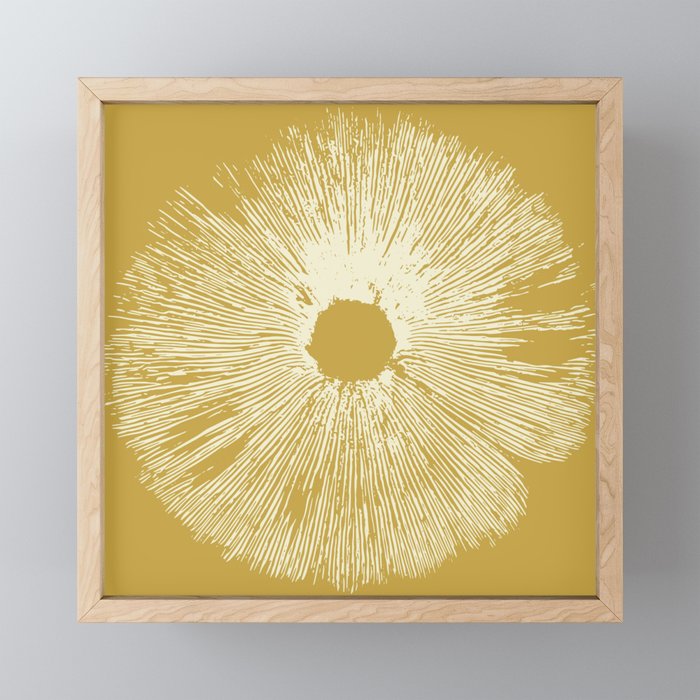 Mushroom Spore Print (Yellow) Framed Mini Art Print
