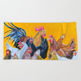 Chickens of Many Colors Beach Towel
