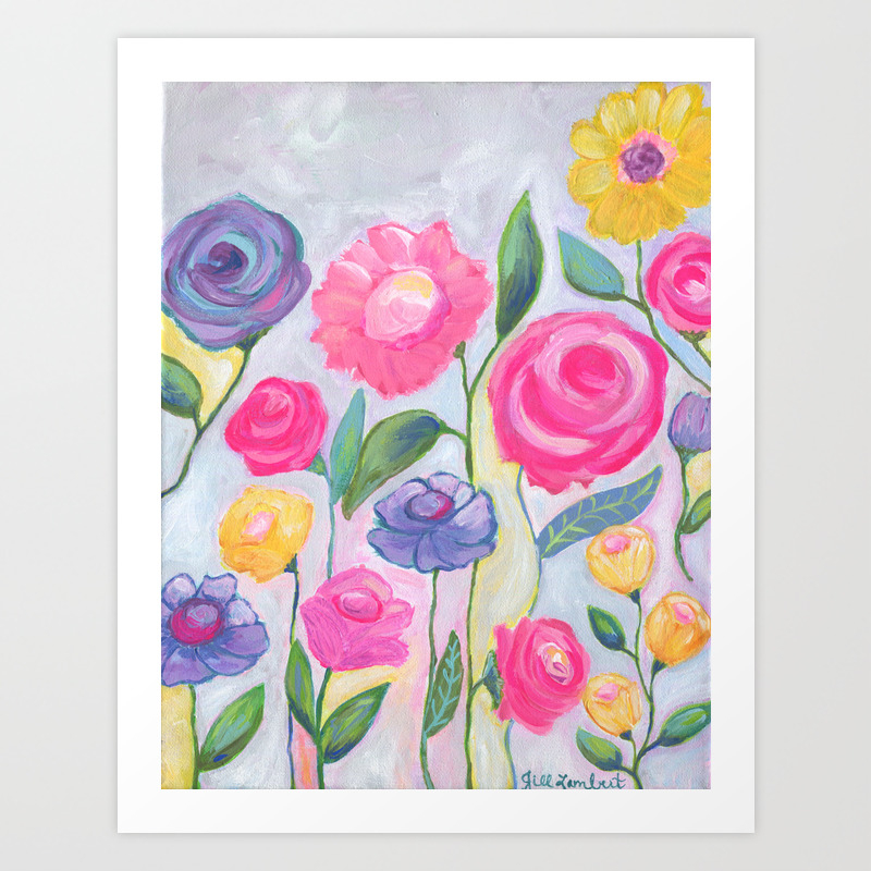 Pink Flowers Purple Flowers Yellow Flowers Floral Art Girls