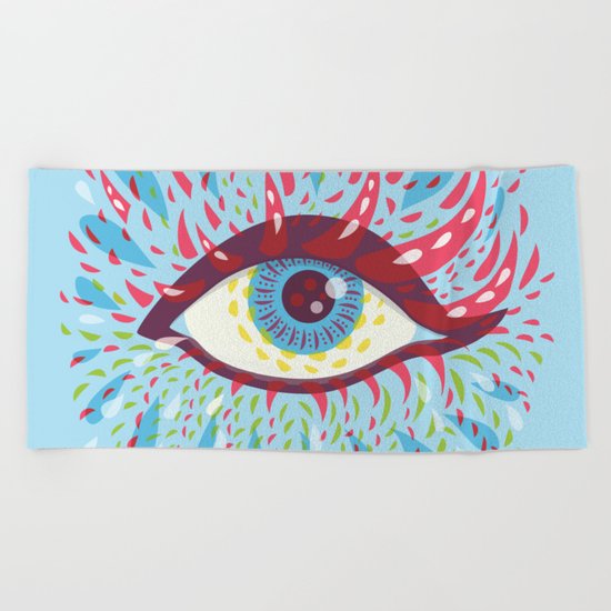 Weird Blue Psychedelic Eye Beach Towel