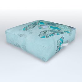 Glamour Aqua Turquoise Turtle Underwater Scenery Outdoor Floor Cushion