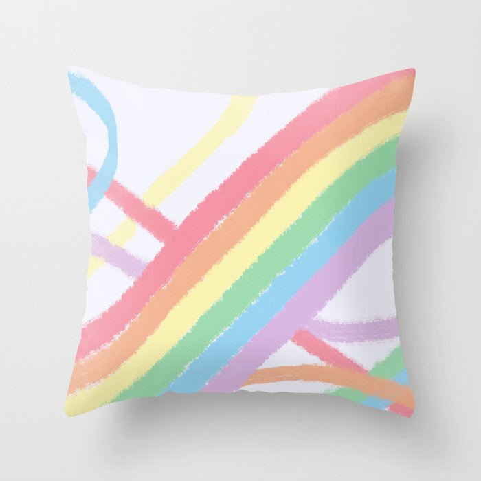 Winding & Wide (Drawing of Rainbow and Winding Paths) Throw Pillow