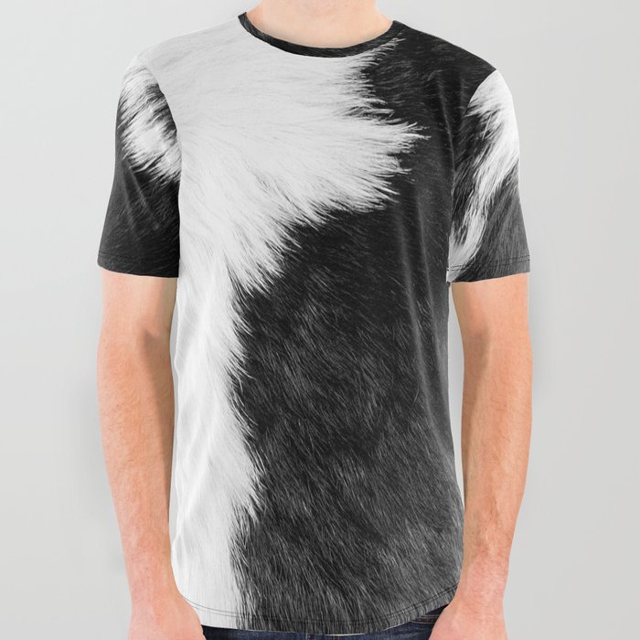 Decorative Black and White Cowhide All Over Graphic Tee