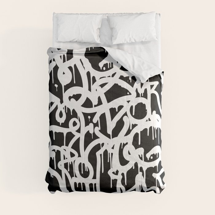 Black and White Graffiti Pattern Comforter by PRODUCTPICS Society6