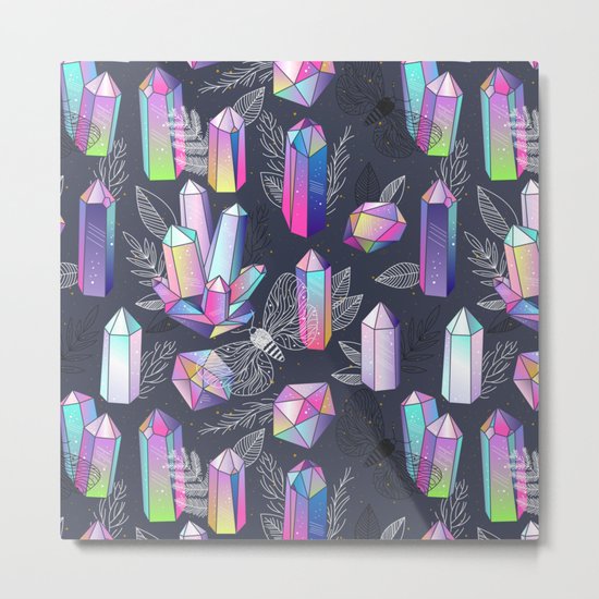 Moths and Crystals Metal Print