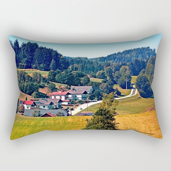 A village, some trees, and more boring scenery Rectangular Pillow