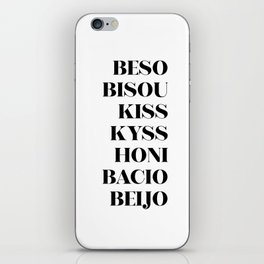 Kiss languages black and white artwork iPhone Skin