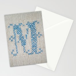 cross-stitch M Stationery Cards