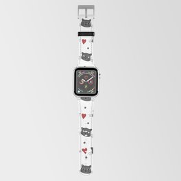 Cute cat faces, hearts and dots pattern Apple Watch Band