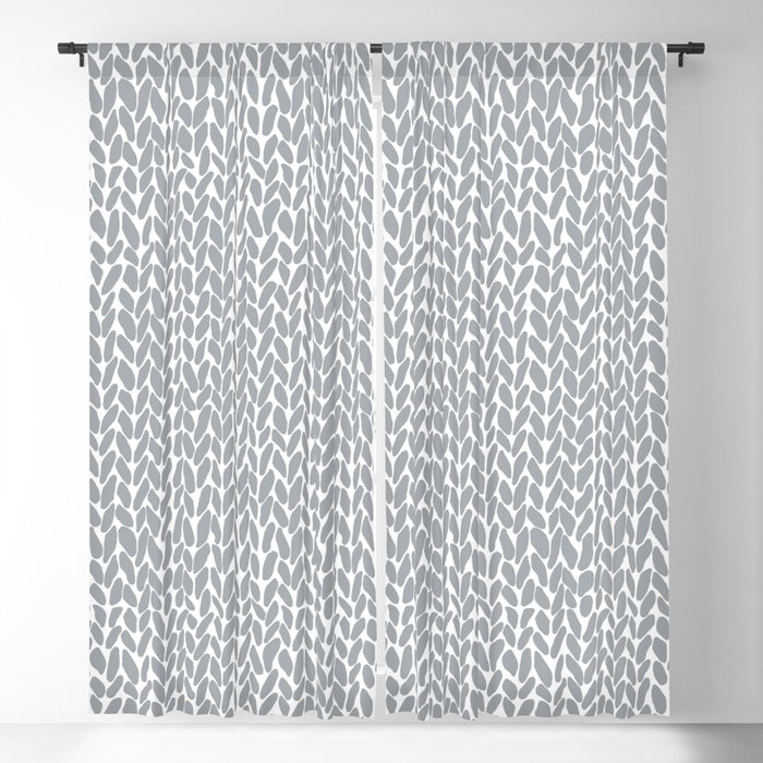 Hand Knit Light Grey Blackout Curtain, Light Gray Curtains