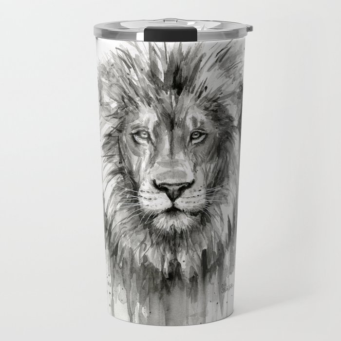 Lion Watercolor Travel Mug