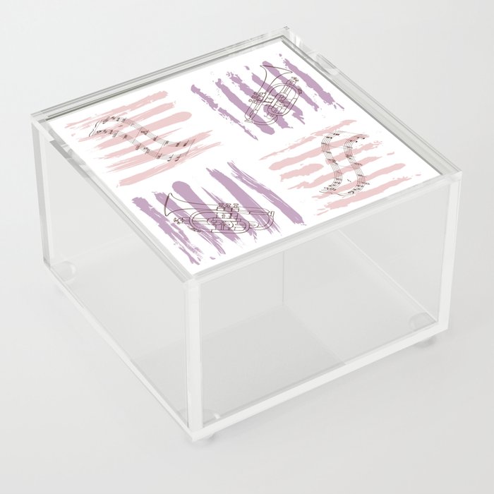 Copy of Musical trumpet pattern with notes Acrylic Box