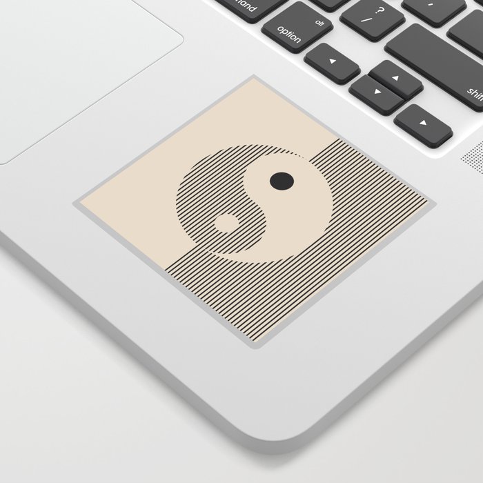 Geometric Lines Ying and Yang IX in Black and Beige Sticker