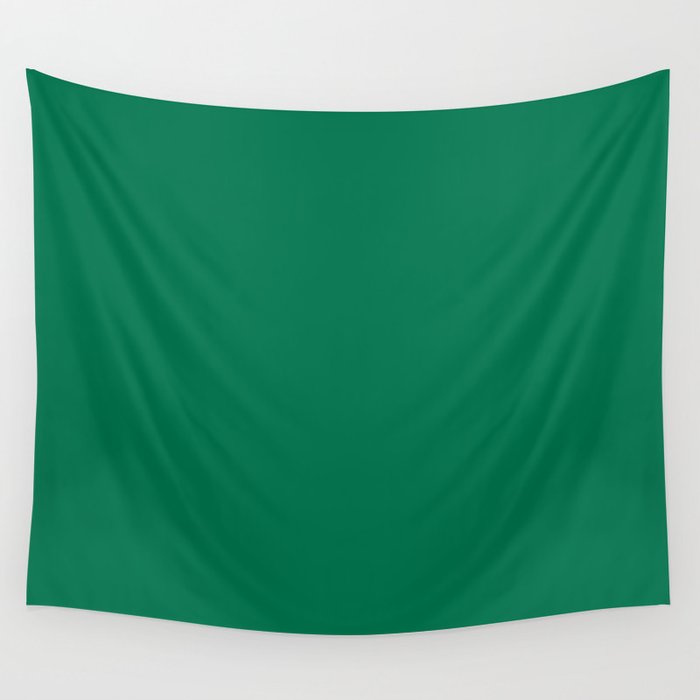 Medium Green Solid Color Pantone Green Tambourine 18-6033 TCX Shades of Blue-green Hues Wall Tapestry