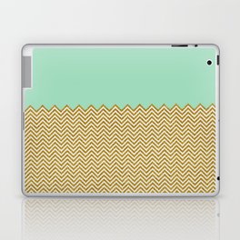 Geometric modern mint ivory gold glitter chevron Laptop Skin