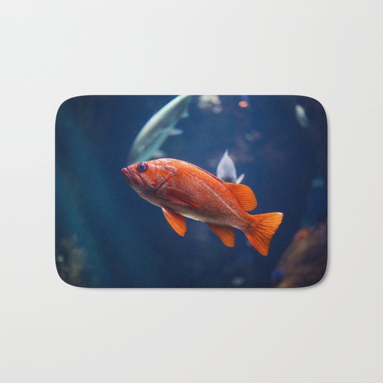 Red fish water Bath Mat