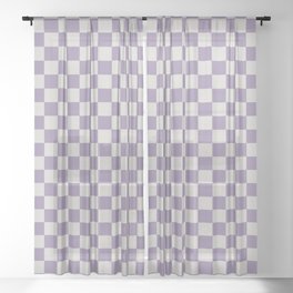 Beige and Purple Square Sheer Curtain