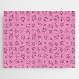 Pink and Black Gems Pattern Jigsaw Puzzle