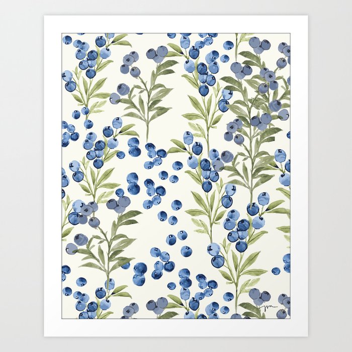 ‘Wild Blueberry’ - Botanical Pattern Art Print